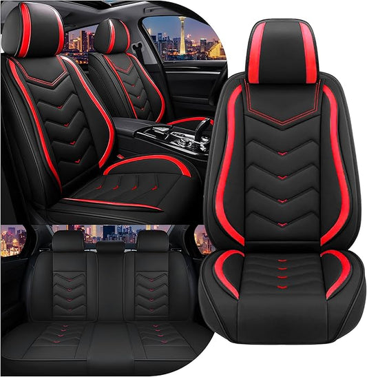CTDS Car Seat Covers for Toyota RAV4 2000-2026, Stylish Sport Seat Cover, Premium Nappa Leather Car Seat Cover. Automobile Seat Covers Sets.(Standard 5 Seats/Black Red)