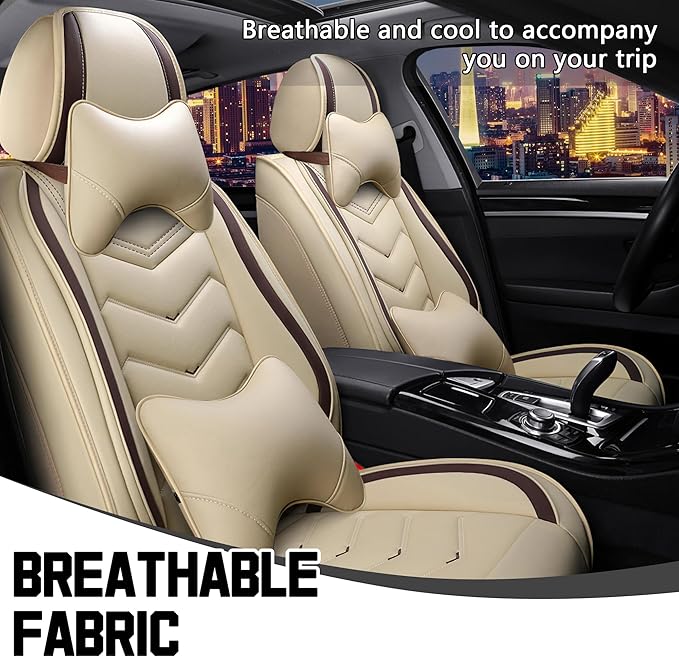 CTDS Car Seat Covers for Toyota RAV4 2000-2026, Stylish Sport Seat Cover, Premium Nappa Leather Car Seat Cover. Automobile Seat Covers Sets.(Luxury 2 Seats/Beige)