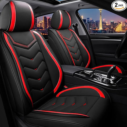 CTDS Car Seat Covers for Nissan Sentra 2000-2026, Stylish Sport Seat Cover, Premium Nappa Leather Car Seat Cover. Automobile Seat Covers Sets.(Standard 2 Seats/Black Red)