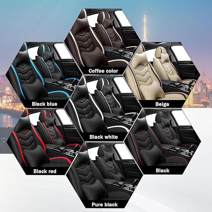 CTDS Car Seat Covers for Chevy Trax 2015-2026, Stylish Sport Seat Cover, Premium Nappa Leather Car Seat Cover. Automobile Seat Covers Sets.(Luxury 5 Seats/Black White)