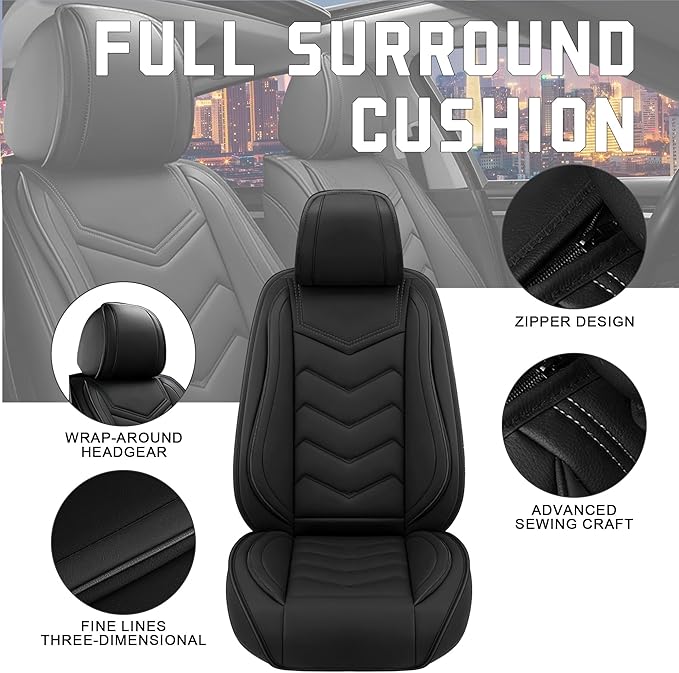 CTDS Car Seat Covers for Nissan Sentra 2000-2026, Stylish Sport Seat Cover, Premium Nappa Leather Car Seat Cover. Automobile Seat Covers Sets.(Standard 2 Seats/Pure Black)