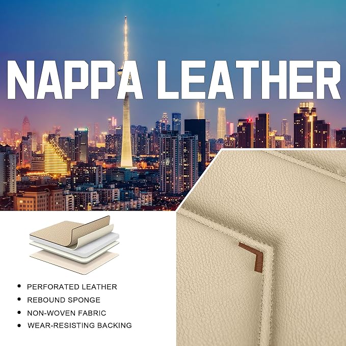 CTDS Car Seat Covers for Toyota RAV4 2000-2026, Stylish Sport Seat Cover, Premium Nappa Leather Car Seat Cover. Automobile Seat Covers Sets.(Standard 5 Seats/Beige)