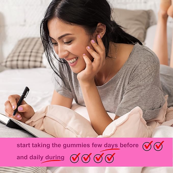 Menstrual Gummies for Women May Help Support Bloating, Period Relief | Plant-Based | Cramp Bark, Magnesium, Chaste Berry | Vegan | Orange 60ct