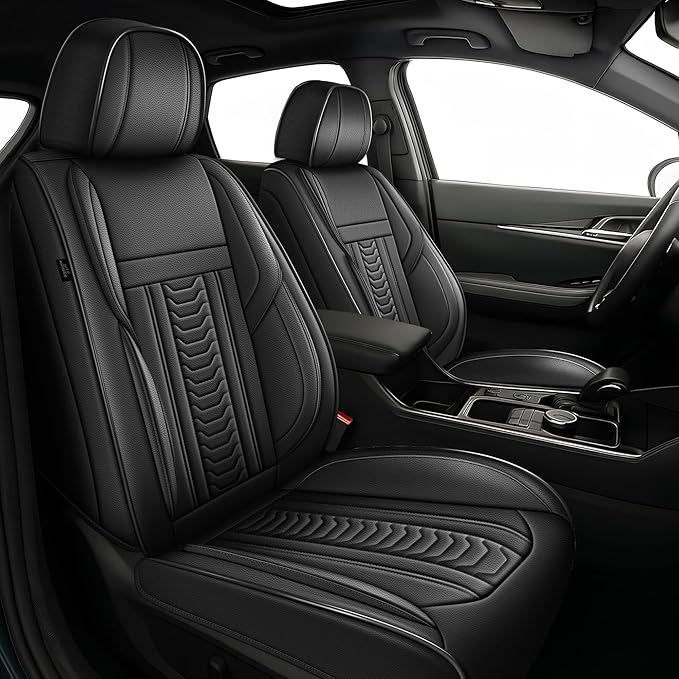 TTX LIGHTING for Ford Bronco Sport 2021-2026 Seat Covers: Waterproof Leather Seat Protector with Airbag Compatible (2 Front Seats,Black)