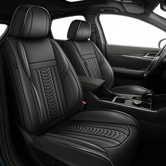 TTX LIGHTING for Kia Soul 2010-2026 Seat Covers: Waterproof Leather Seat Protector with Airbag Compatible (2 Front Seats,Black)