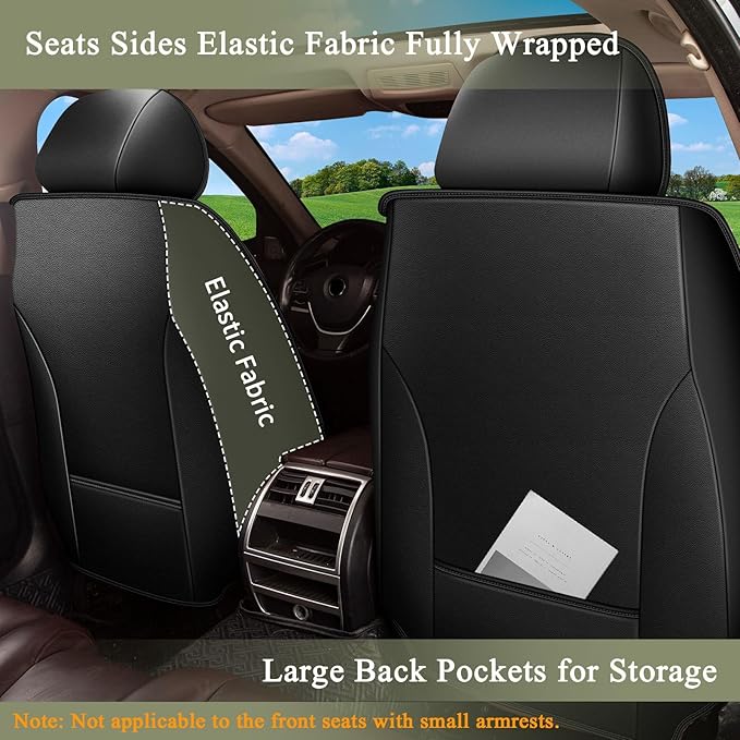 Car Seat Covers Front Pair for Acura TSX 2009-2014: Breathable Perforated Leather Seat Cover (Black)