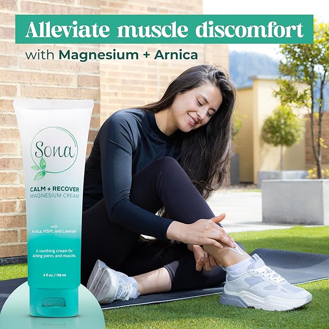 Magnesium Cream with Arnica, MSM, Menthol, and Lavender – Topical Magnesium Lotion for Sleep Support and Leg Cramps, Apply to Back, Legs, Feet and Neck – 4 oz