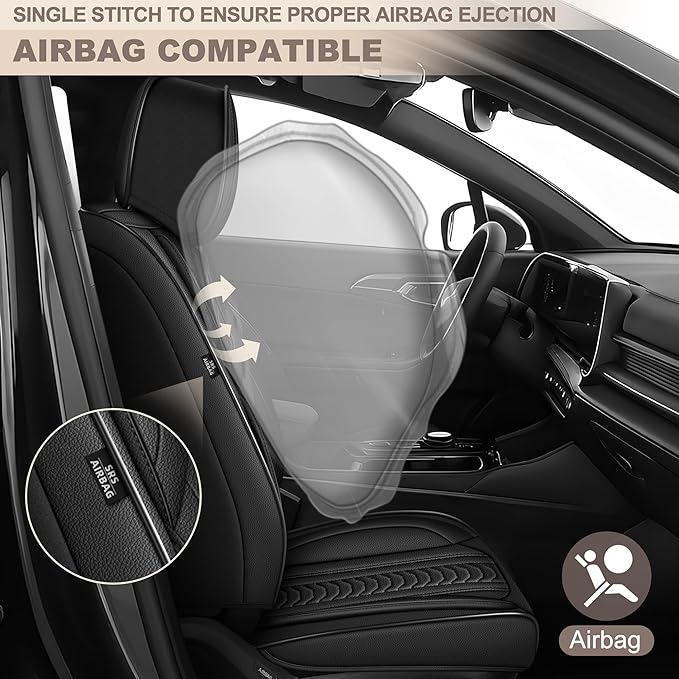 TTX LIGHTING for Honda HR-V 2016-2026 Seat Covers: Waterproof Leather Seat Protector with Airbag Compatible (2 Front Seats,Black)