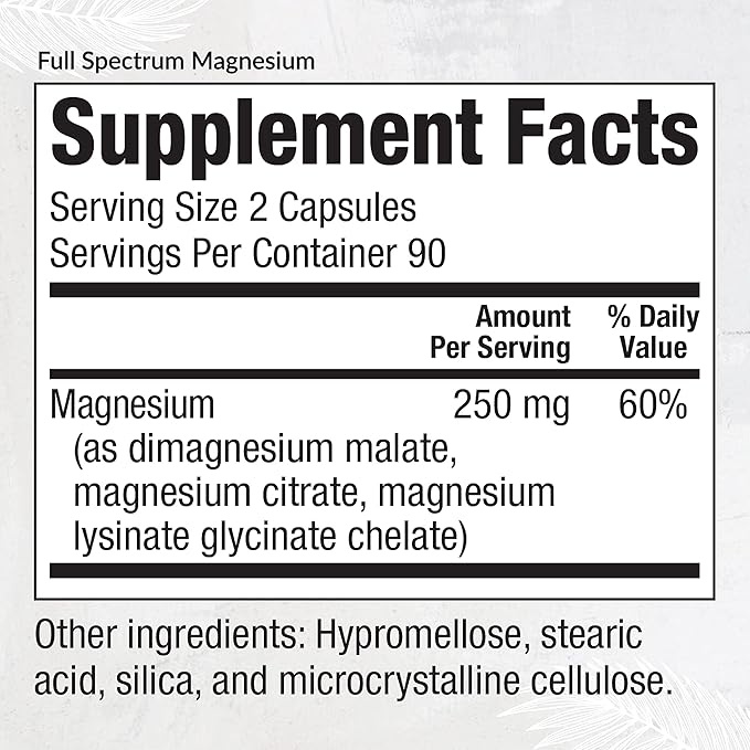 EquiLife - Full Spectrum Magnesium Supplement, Magnesium Glycinate, May Help Boost Mood & Energy, Promotes Restfulness & Focus, Formulated for Maximum Absorption, Gluten-Free, Vegan (180 Capsules)