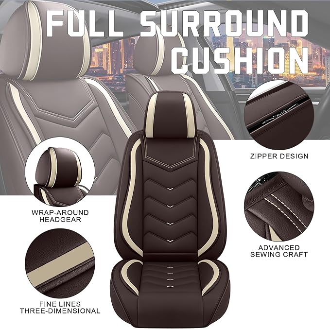 CTDS Car Seat Covers for Toyota RAV4 2000-2026, Stylish Sport Seat Cover, Premium Nappa Leather Car Seat Cover. Automobile Seat Covers Sets.(Standard 5 Seats/Coffee Color)