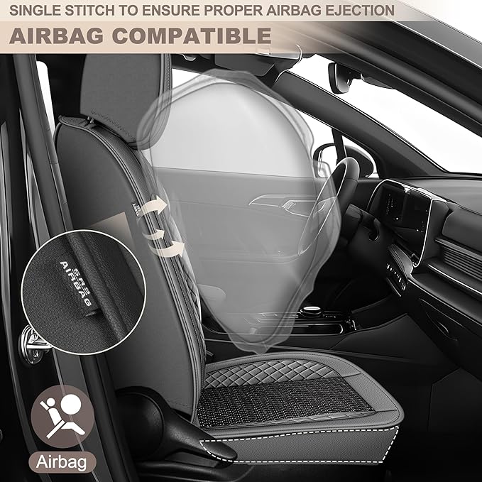 TTX LIGHTING for Subaru Impreza 2012-2026 Car Seat Covers, Breathable Ice Silk & Leather Seat Protector, Cool & Anti-Sweat for Long Driving, Airbag Compatible, 5 Seats Full Set (Black&Gray)