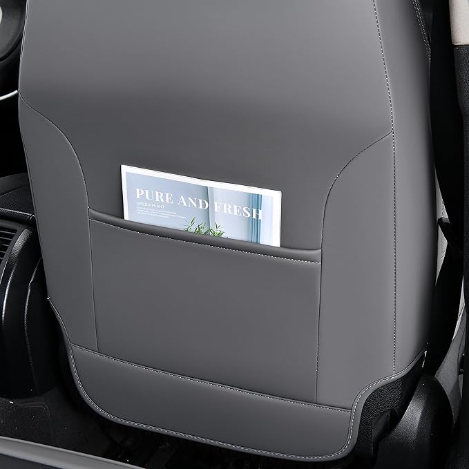 FLORICH Seat Covers for Cars, Waterproof Seat Covers, Leather Car Seat Covers 2 Pack, Universal Seat Cushion Protector for Most Cars Trucks SUV-Gray&Black