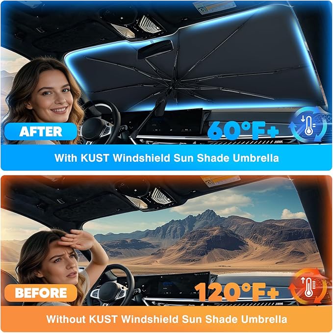 KUST Custom Fit Windshield Sun Shade Umbrella for Chevrolet Chevy Colorado 2015-2022 | Foldable Sunshade with Bendable Handle | Blocks Heat & UV Scratch Resistant Keep Cool Sunshield