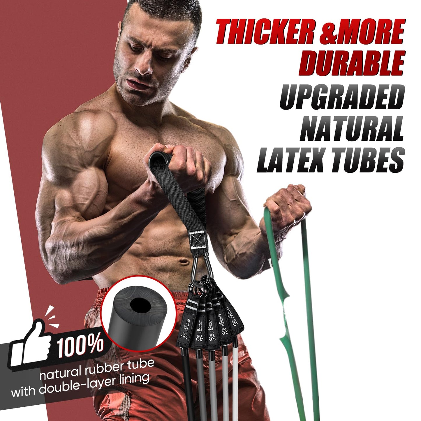 HPYGN Resistance Bands, 200 LBS Workout Exercise Bands with Handles Door Anchor Portable Bag Legs Ankle Straps for Resistance Training Muscle Exercise Physical Therapy Home Workouts