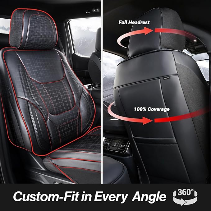 Coverland Custom Fit Car Seat Covers for Car Compatible with [1997-2009 Mercedes-Benz CLK-Class] Premium Water Resistant Leather Non-Slip Interior Protector [Full Set Black - Size Chart X81]
