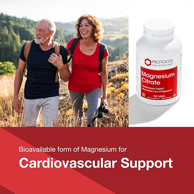 PROTOCOL FOR LIFE BALANCE Magnesium Citrate 400mg - Support Heart Health & Bone Formation - Bioavailable Dietary Supplement - Vegan, Kosher & Halal - 100 Tabs