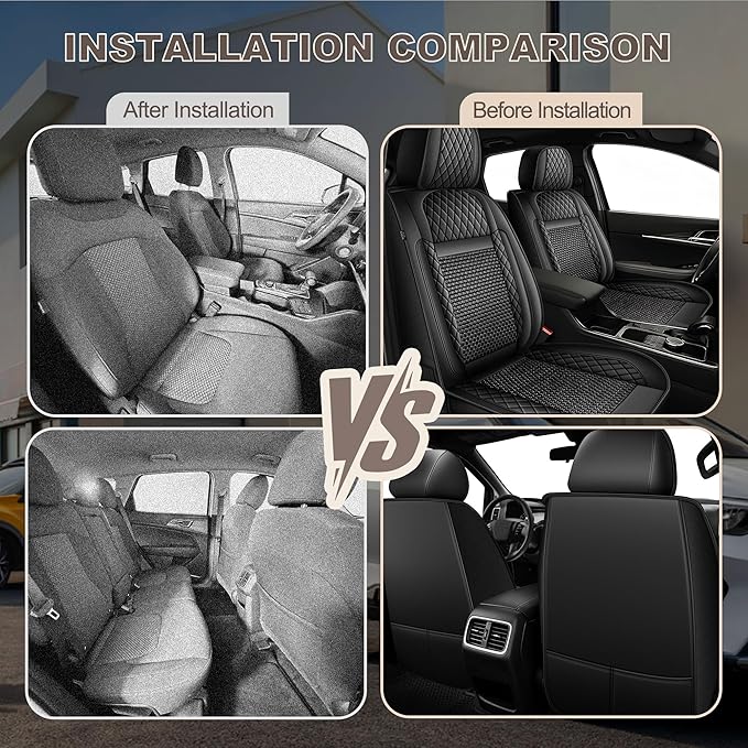 TTX LIGHTING for Honda Odyssey 2011-2026 Car Seat Covers, Breathable Ice Silk & Leather Seat Protector, Cool & Anti-Sweat for Long Driving, Airbag Compatible, 2 Front Seats (Black)