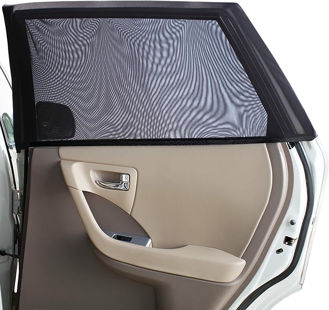 Magnelex Sock Style Window Shades for Baby Block Sun Rays to Keep Passengers, Pets and Car Interior Cool and Comfortable Elasticized Universal Mesh Shades Fit Most Vehicles (2 Pack)