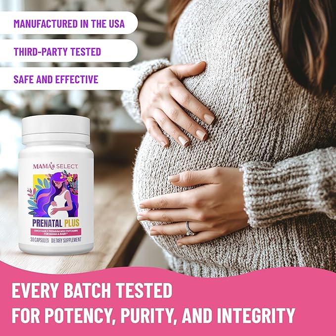 Mama's Select Prenatal Vitamins for Women – Allergen-Free, MTHFR Friendly, Methylated Folate & B Vitamins, Easy-to-Digest, Supports Fetal Development, Once Daily, Vegan, No Biotin