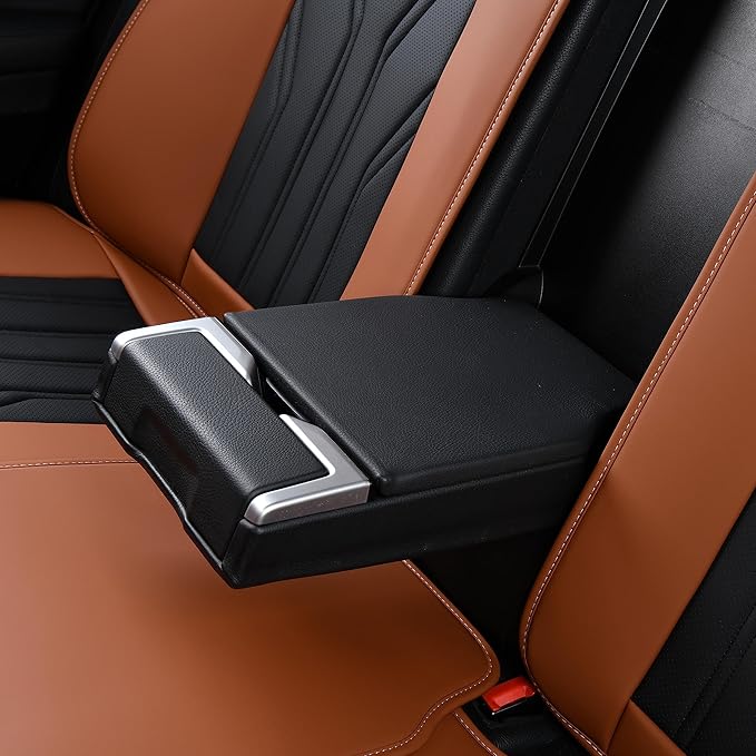 FLORICH Seat Covers for Cars, Waterproof Seat Covers, Leather Car Seat Covers 2 Pack, Universal Seat Cushion Protector for Most Cars Trucks SUV-Brown&Black