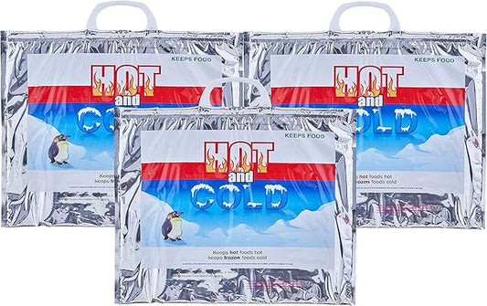 Superio Hot and Cold Insulated Bags for Food Delivery, Grocery Shopping Bags, Food Storage for Hot and Frozen Food for Travel, Disposable Cooler Bag, Reinforced Thermal Lunch Bag (3, 15.5"x13")