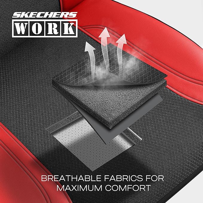Skechers Car Seat Covers, Work Leather Seat Covers 5-Times Stronger Built-in Webbing, Oxford Fabric Front Seat Cover, Airbag Compatible, Automotive Comfort for Cars, Trucks, SUVs,Red