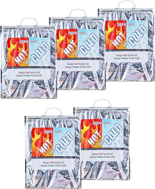 Superio Hot and Cold Insulated Bags for Food Delivery, Grocery Shopping Bags, Food Storage for Hot and Frozen Food for Travel, Disposable Cooler Bag, Reinforced Thermal Lunch Bag (5, 13.5"x17.5")