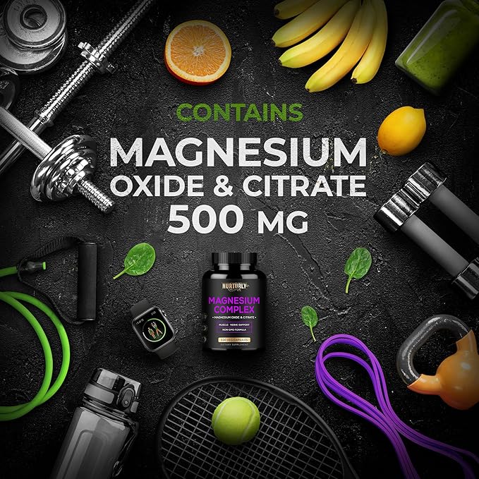 Magnesium and Vitamin B Complex - Magnesium Citrate 500MG - B Vitamins B1,B2,B3,B5,B6,B7,B9,B12 and Biotin - Muscle Relaxatio, Sleep and Energy, Immunity and Mood Support