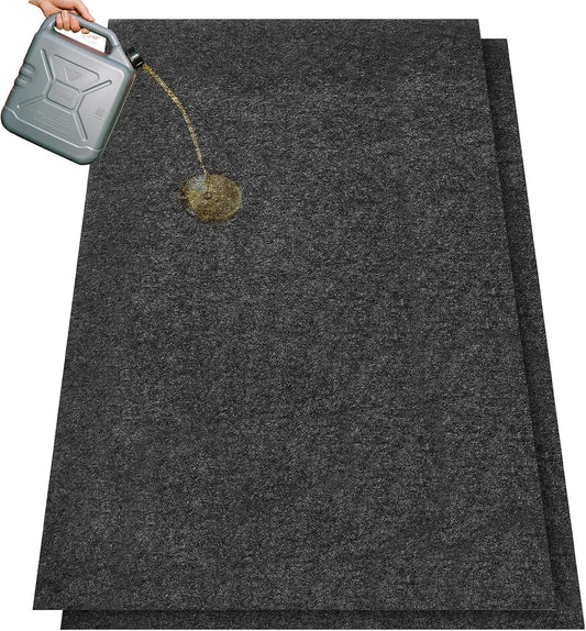 GlowShade 2 Pack Oil Spill Mat, 36 X 60 Inch Garage Floor Mat Under Car, Absorbent Oil Pads Drip Leak Mat with Weather Backing, Reusable, Washable, Non Slip, Protects Floor (2)