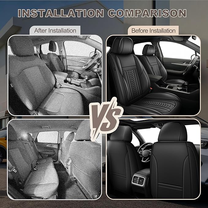 TTX LIGHTING for Subaru Ascent 2019-2026 Seat Covers: Waterproof Leather Seat Protector with Airbag Compatible (2 Front Seats,Black)