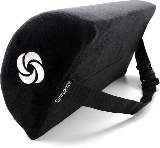 SAMSONITE - Half Moon Lumbar Support Pillow, Elevates Comfort, 100% Pure Memory Foam, Fits Most Seats