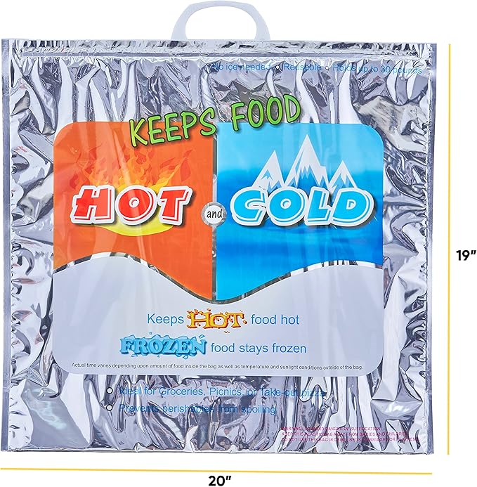 Superio Hot and Cold Insulated Bags for Food Delivery, Grocery Shopping Bags, Food Storage for Hot and Frozen Food for Travel, Disposable Cooler Bag, Reinforced Thermal Lunch Bag (5, 20" x 19")